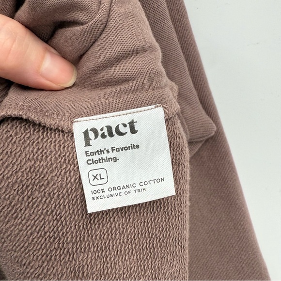 PACT Airplane Essential Terry Quarter Zip Sweatshirt in Deep Taupe Size XL NWT - Picture 6 of 11